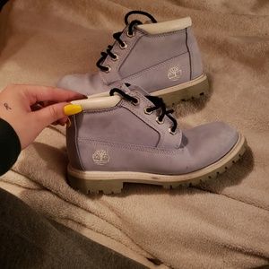 Baby blue timberlands waterproof boots
